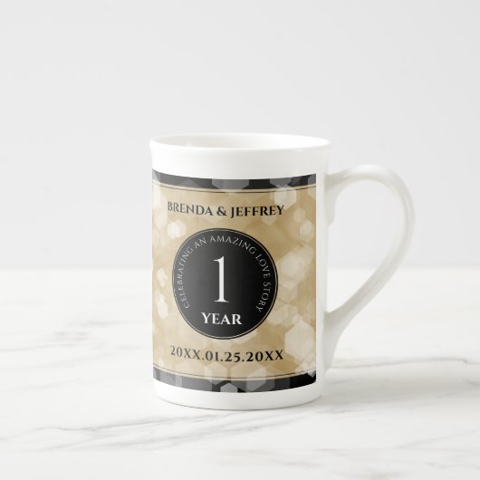 エレガント第1紙結婚周年記念お祝い ボーンチャイナマグカップ (右)