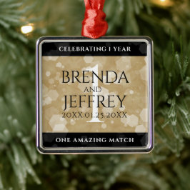 エレガント第1紙結婚周年記念お祝い メタルオーナメント
