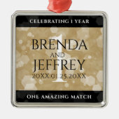 エレガント第1紙結婚周年記念お祝い メタルオーナメント (正面)