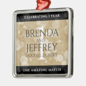 エレガント第1紙結婚周年記念お祝い メタルオーナメント (左)