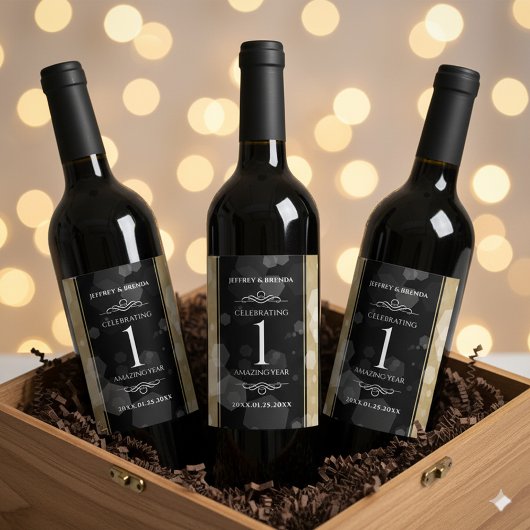 エレガント第1紙結婚周年記念お祝い ワインラベル