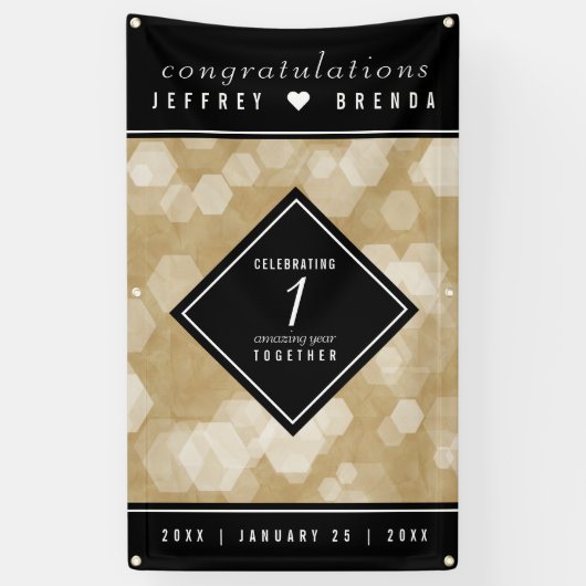 エレガント第1紙結婚周年記念お祝い 横断幕 (縦)