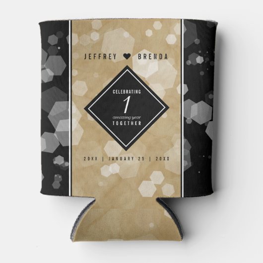 エレガント第1紙結婚周年記念お祝い 缶クーラー (正面)