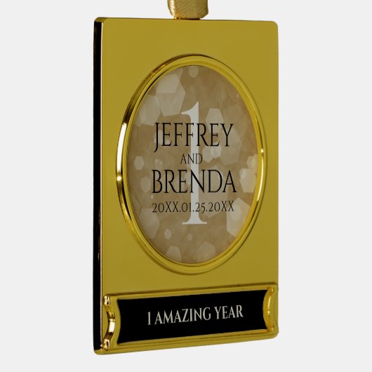 エレガント第1紙結婚周年記念 ゴールドプレートバナーオーナメント (右)