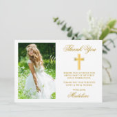 エレガント第1聖餐式の写真金ゴールド サンキューカード (スタンド正面)