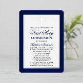 エレガント第1聖餐式クロスシルバーフレーム 箔招待状 (立ち正面)