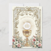 エレガント第1聖餐式フローラ招待状 招待状 (正面)