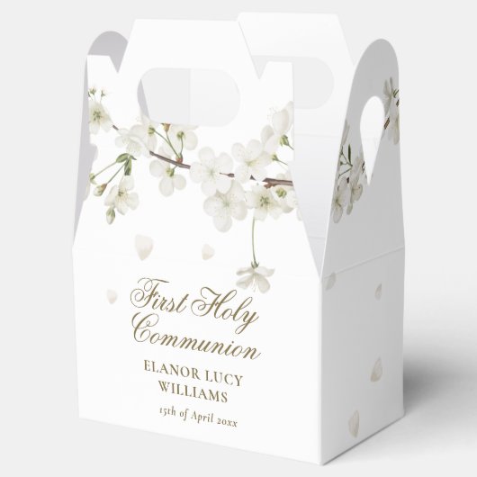 エレガント第1聖餐式ホワイトブロッサムフローラ フェイバーボックス (オープン)