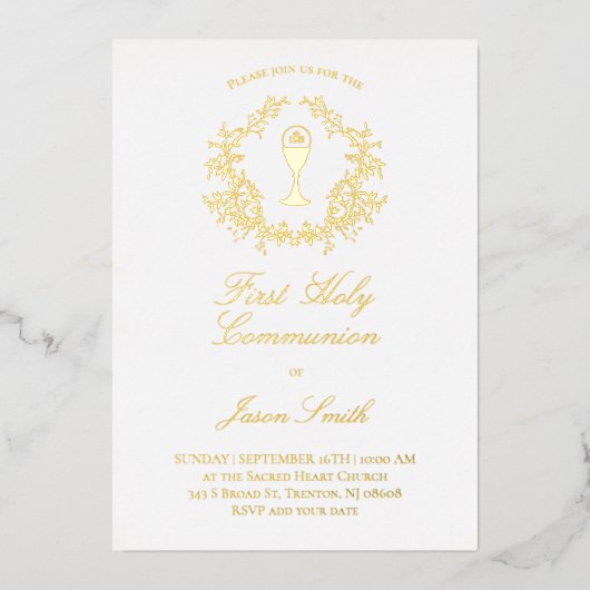 エレガント第1聖餐式 箔招待状 (正面)