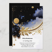 エレガント第1誕生日招待状 招待状 (正面/裏面)