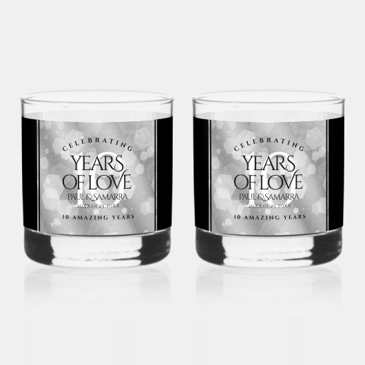エレガント第10回ティン結婚ズ記念日お祝い ウイスキーグラス (正面)