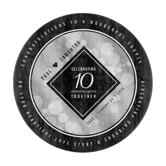 エレガント第10回ティン結婚ズ記念日お祝い カッティングボード (正面)