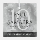 エレガント第10回ティン結婚ズ記念日お祝い ガラスオーナメント (正面)