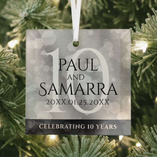 エレガント第10回ティン結婚ズ記念日お祝い ガラスオーナメント (インサイチュ)