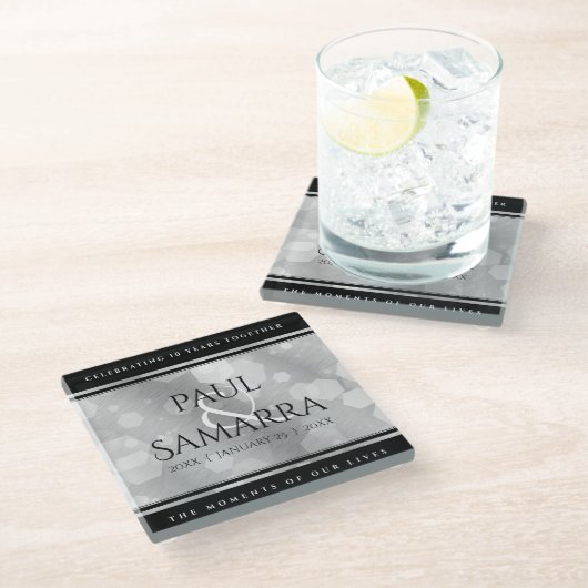 エレガント第10回ティン結婚ズ記念日お祝い ガラスコースター (アングル)