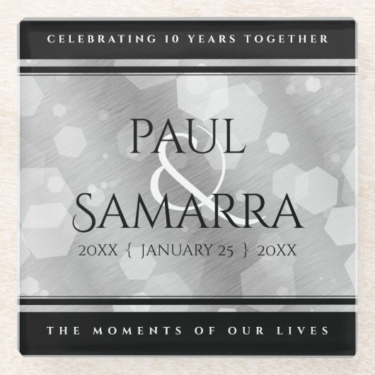 エレガント第10回ティン結婚ズ記念日お祝い ガラスコースター (正面)