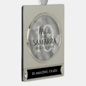 エレガント第10回ティン結婚ズ記念日お祝い シルバープレートバナーオーナメント (右)