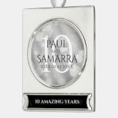 エレガント第10回ティン結婚ズ記念日お祝い シルバープレートバナーオーナメント (左)