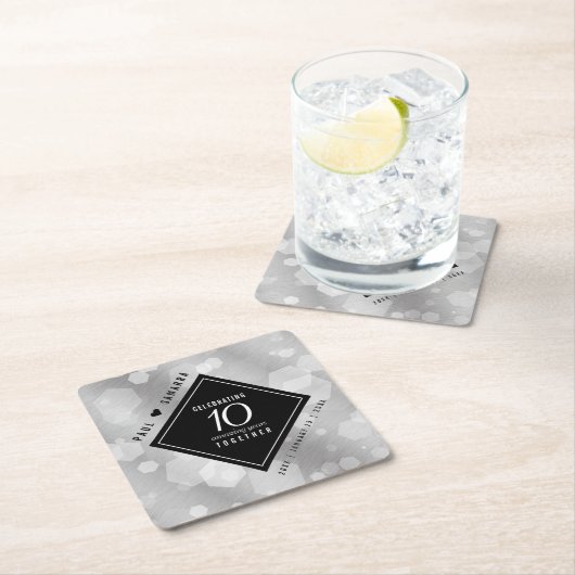 エレガント第10回ティン結婚ズ記念日お祝い スクエアペーパーコースター (インサイチュ)