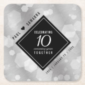 エレガント第10回ティン結婚ズ記念日お祝い スクエアペーパーコースター (正面)