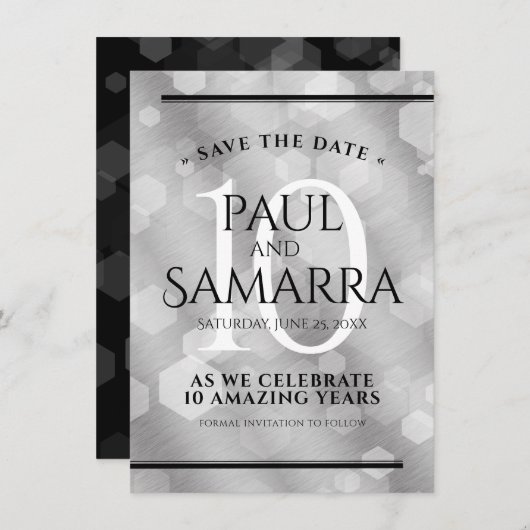 エレガント第10回ティン結婚ズ記念日お祝い セーブザデート (正面/裏面)