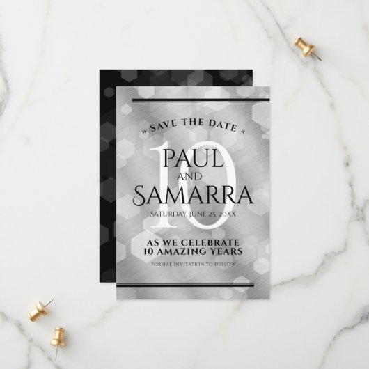 エレガント第10回ティン結婚ズ記念日お祝い セーブザデート (正面/裏面インサイチュ)