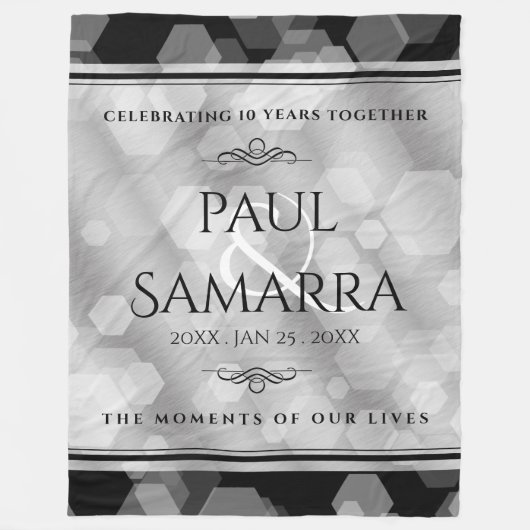 エレガント第10回ティン結婚ズ記念日お祝い フリースブランケット (正面)