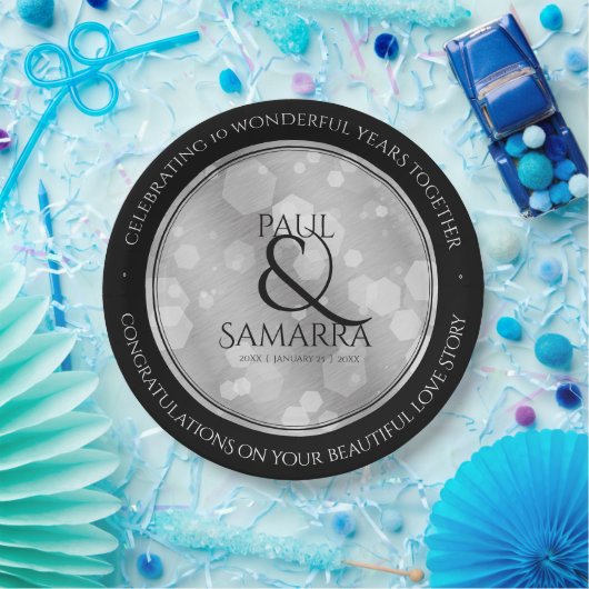 エレガント第10回ティン結婚ズ記念日お祝い ペーパープレート (パーティー)