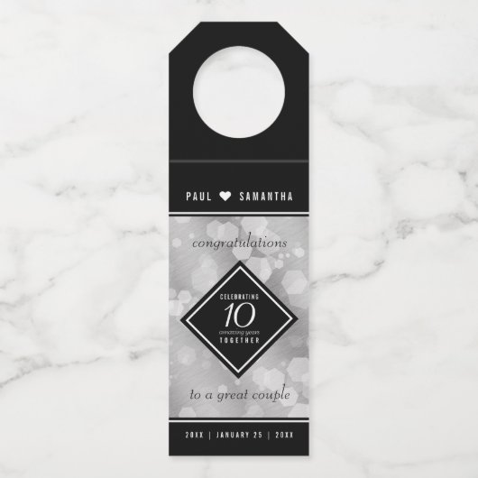エレガント第10回ティン結婚ズ記念日お祝い ボトルネックタグ (裏面)