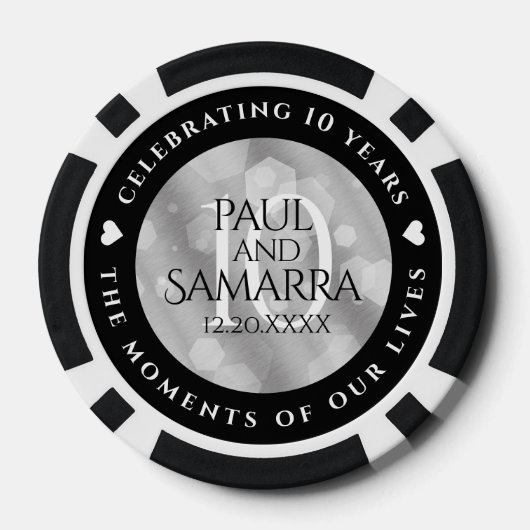エレガント第10回ティン結婚ズ記念日お祝い ポーカーチップ (裏面)