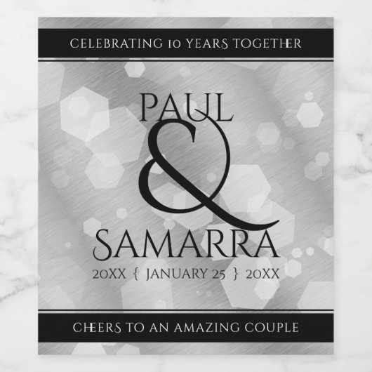 エレガント第10回ティン結婚ズ記念日お祝い ワインラベル (シングルラベル)