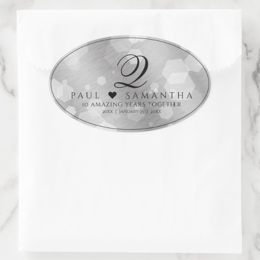エレガント第10回ティン結婚ズ記念日お祝い 楕円形シール (バッグ)