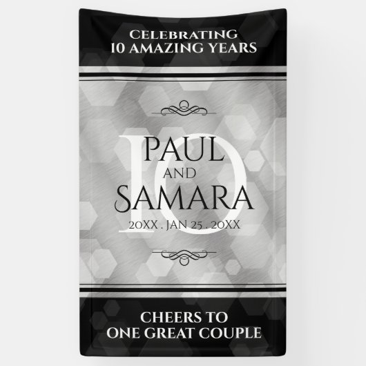 エレガント第10回ティン結婚ズ記念日お祝い 横断幕 (縦)