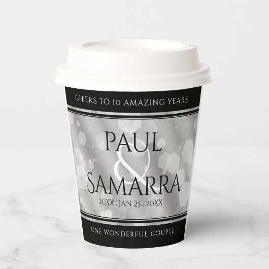エレガント第10回ティン結婚ズ記念日お祝い 紙コップ (正面)
