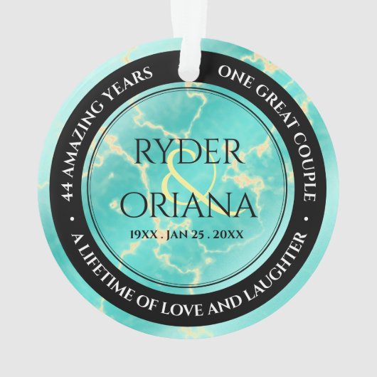 エレガント第11回44ターコイズ結婚記念日 オーナメント (裏面)