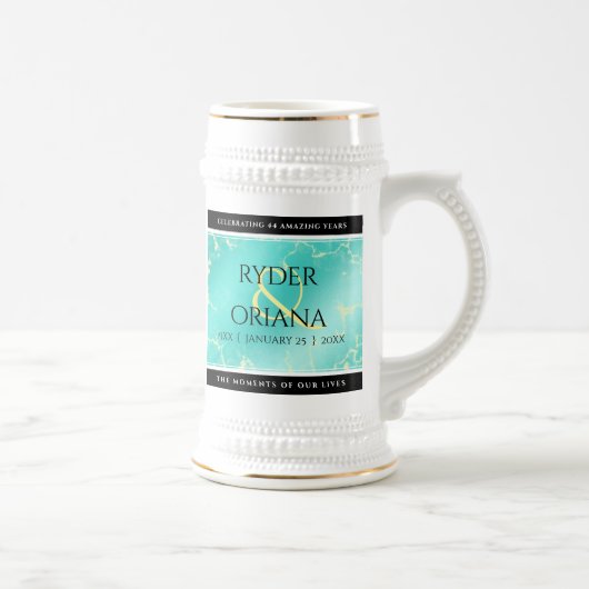 エレガント第11回44ターコイズ結婚記念日 ビールジョッキ (右)