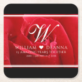 エレガント第15回26バラ結婚記念日 スクエアペーパーコースター (正面)