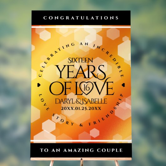 エレガント第16回ゴールデン・トパ結婚ス記念日 アクリルサイン (ニュートラル)