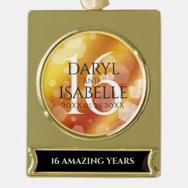 エレガント第16回ゴールデン・トパ結婚ス記念日 シルバープレートバナーオーナメント