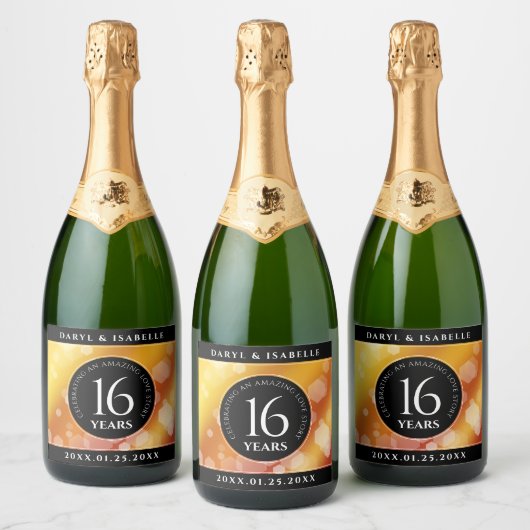 エレガント第16回ゴールデン・トパ結婚ス記念日 スパークリングワインラベル (ボトル)