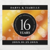 エレガント第16回ゴールデン・トパ結婚ス記念日 スパークリングワインラベル (シングルラベル)