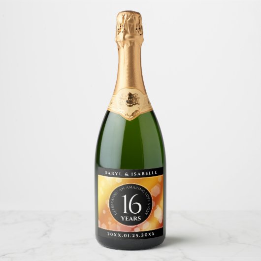 エレガント第16回ゴールデン・トパ結婚ス記念日 スパークリングワインラベル (正面)