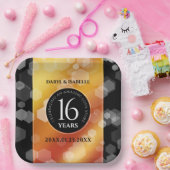 エレガント第16回ゴールデン・トパ結婚ス記念日 ペーパープレート (パーティー)