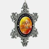 エレガント第16回23回トパーズ結婚記念日 スノーフレークピューターオーナメント (左)