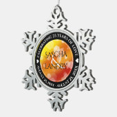 エレガント第16回23回トパーズ結婚記念日 スノーフレークピューターオーナメント (右)