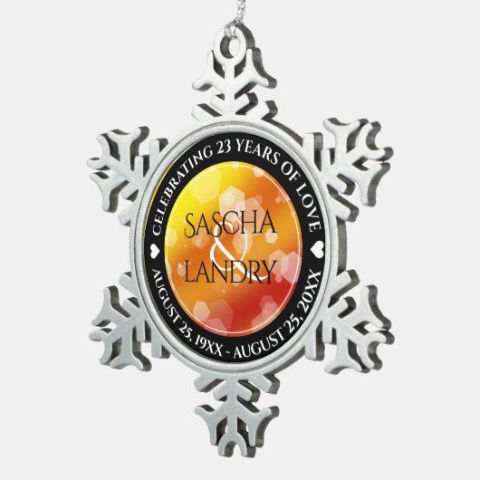 エレガント第16回23回トパーズ結婚記念日 スノーフレークピューターオーナメント (右)