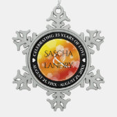 エレガント第16回23回トパーズ結婚記念日 スノーフレークピューターオーナメント (正面)