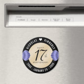 エレガント第17回貝殻ビーチ結婚砂の記念日 マグネット (インサイチュ (食洗機))