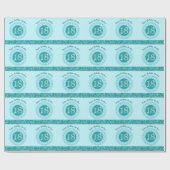 エレガント第18誕生日ティール（緑がかった色）ブルーグリッター&ストライプ ラッピングペーパー (フラット)