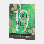 エレガント第19回ジェイド結婚記念日お祝い ガラスオーナメント (正面左)